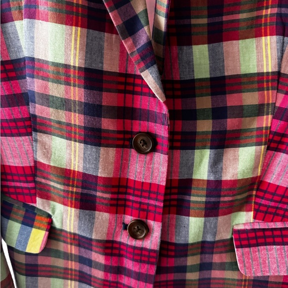J. Crew Women's Madras Plaid Blazer 8 - Picture 3 of 5